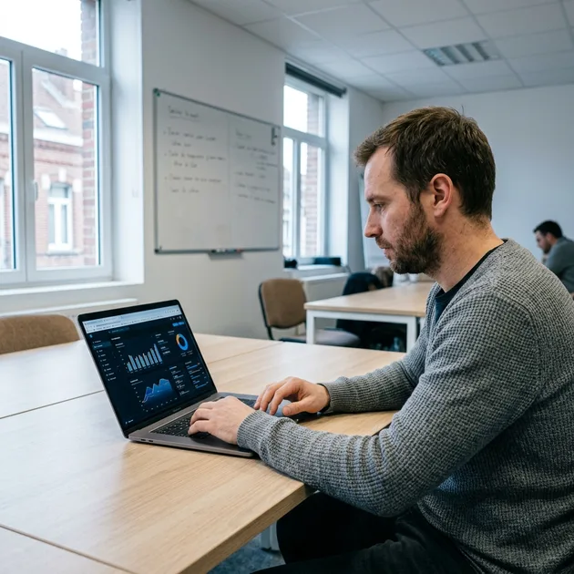 Participant à une formation SEO à Lille prenant des notes devant un écran avec une interface Google Search Console